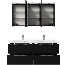 Badmöbel-Set Pelipal Sunline 300 BxHxT 132 x 200 x 48 cm Frontfarbe schwarz matt Badmöbelset 3-teilig mit Waschtisch Mineralmarmor