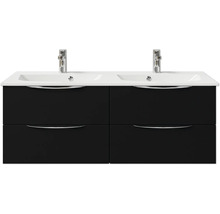 Badmöbel-Set Pelipal Sunline 300 BxHxT 132 x 200 x 48 cm Frontfarbe schwarz matt Badmöbelset 3-teilig mit Waschtisch Mineralmarmor