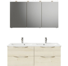 Badmöbel-Set Pelipal Sunline 300 BxHxT 132 x 200 x 48 cm Frontfarbe eiche Badmöbelset 3-teilig mit Waschtisch Mineralmarmor