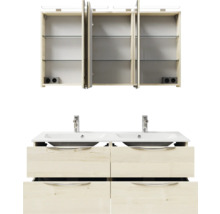 Badmöbel-Set Pelipal Sunline 300 BxHxT 132 x 200 x 48 cm Frontfarbe eiche Badmöbelset 3-teilig mit Waschtisch Mineralmarmor