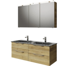 Badezimmermöbel-Set mit Spiegelschrank, Waschtisch und Armaturen