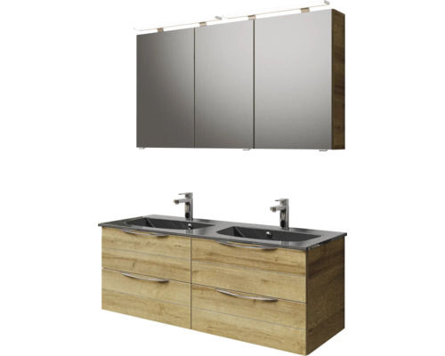 Ensemble de meubles de salle de bains avec armoire de toilette, meuble-lavabo et robinetterie