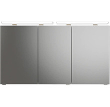 Badmöbel-Set Pelipal Sunline 300 BxHxT 132 x 200 x 48 cm Frontfarbe weiß hochglanz Badmöbelset 3-teilig mit Waschtisch Mineralmarmor grau-metallic