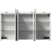 Badmöbel-Set Pelipal Sunline 300 BxHxT 132 x 200 x 48 cm Frontfarbe weiß hochglanz Badmöbelset 3-teilig mit Waschtisch Mineralmarmor grau-metallic
