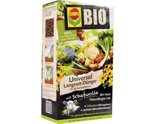 Paquet d''engrais longue durée universel COMPO Bio avec laine de mouton pour plantes de jardin