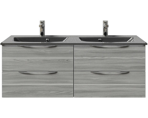 Meuble sous-vasque double avec deux lavabos et tiroirs