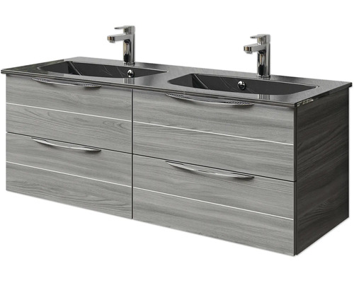 Meuble sous-vasque avec deux lavabos et quatre tiroirs