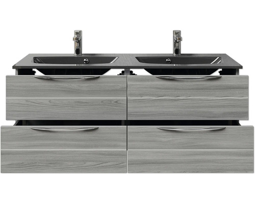 Meuble sous-vasque avec deux lavabos et quatre tiroirs