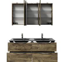 Badezimmermöbelset mit Waschtischunterschrank, Doppelwaschbecken und Spiegelschrank