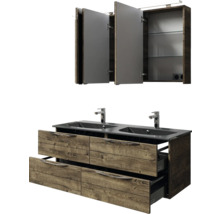 Badezimmermöbel-Set mit Waschtischunterschrank, Doppelwaschbecken und Spiegelschrank