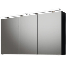Badmöbel-Set Pelipal Sunline 300 BxHxT 132 x 200 x 48 cm Frontfarbe schwarz matt Badmöbelset 3-teilig mit Waschtisch Mineralmarmor grau-metallic