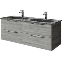 Waschtischunterschrank mit zwei Waschbecken und vier Schubladen