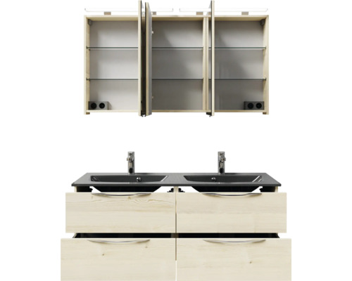 Ensemble de meubles de salle de bains avec meuble sous-lavabo, double vasque et armoire de toilette