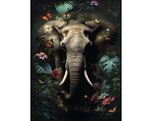 Tableau sur toile Elephant In The Jungle 84x116 cm