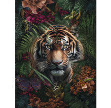 Tiger zwischen Blumen und Blättern