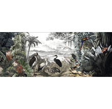 Glasbild Birds In The Jungle II 125x50 cm