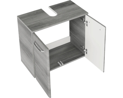Meuble sous-lavabo avec porte ouverte