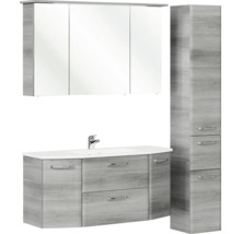 Badmöbel-Set Pelipal Quickset 328 BxHxT 145 x 200 x 39 cm Frontfarbe graphit struktur quer mit Mineralguss-Waschtisch und Hochschrank 328.120002