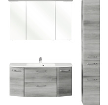 Badmöbel-Set Pelipal Quickset 328 BxHxT 145 x 200 x 39 cm Frontfarbe graphit struktur quer mit Mineralguss-Waschtisch und Hochschrank 328.120002