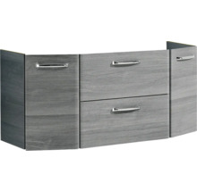 Badmöbel-Set Pelipal Quickset 328 BxHxT 145 x 200 x 39 cm Frontfarbe graphit struktur quer mit Mineralguss-Waschtisch und Hochschrank 328.120002