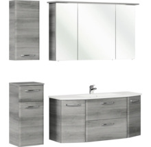 Badezimmermöbelset mit Waschbeckenunterschrank, Spiegelschrank und Hochschränken