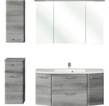 Badezimmerset mit Waschtischunterschrank, Spiegelschrank und Hochschrank
