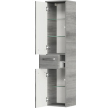 Badmöbel-Set Pelipal Quickset 328 BxHxT 175 x 200 x 39 cm Frontfarbe graphit struktur quer mit Mineralguss-Waschtisch und Hochschrank, Unterschrank und Wandschrank 328.120006