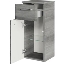 Badmöbel-Set Pelipal Quickset 328 BxHxT 175 x 200 x 39 cm Frontfarbe graphit struktur quer mit Mineralguss-Waschtisch und Hochschrank, Unterschrank und Wandschrank 328.120006