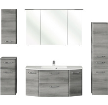 Badmöbel-Set Pelipal Quickset 328 BxHxT 175 x 200 x 39 cm Frontfarbe graphit struktur quer mit Mineralguss-Waschtisch und Hochschrank, Unterschrank und Wandschrank 328.120006