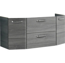 Badmöbel-Set Pelipal Quickset 328 BxHxT 175 x 200 x 39 cm Frontfarbe graphit struktur quer mit Mineralguss-Waschtisch und Hochschrank, Unterschrank und Wandschrank 328.120006