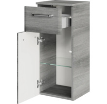 Badmöbel-Set Pelipal Quickset 328 BxHxT 145 x 200 x 39 cm Frontfarbe graphit struktur quer mit Glas-Waschtisch weiß, Unterschrank und Wandschrank 328.120007