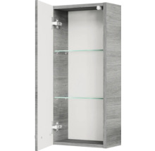 Badmöbel-Set Pelipal Quickset 328 BxHxT 145 x 200 x 39 cm Frontfarbe graphit struktur quer mit Glas-Waschtisch weiß, Unterschrank und Wandschrank 328.120007