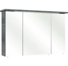 Badmöbel-Set Pelipal Quickset 328 BxHxT 145 x 200 x 39 cm Frontfarbe graphit struktur quer mit Glas-Waschtisch weiß, Unterschrank und Wandschrank 328.120007