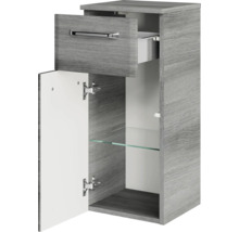 Badmöbel-Set Pelipal Quickset 328 BxHxT 175 x 200 x 39 cm Frontfarbe graphit struktur quer mit Glas-Waschtisch weiß, Hochschrank, Unterschrank und Wandschrank 328.120008