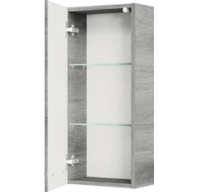 Badmöbel-Set Pelipal Quickset 328 BxHxT 175 x 200 x 39 cm Frontfarbe graphit struktur quer mit Glas-Waschtisch weiß, Hochschrank, Unterschrank und Wandschrank 328.120008