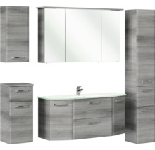 Badezimmer Möbelset mit Waschtisch, Spiegelschrank, Hochschrank und Seitenschrank