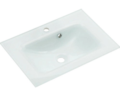 Waschtisch aus Glas mit Hahnloch und Überlauf