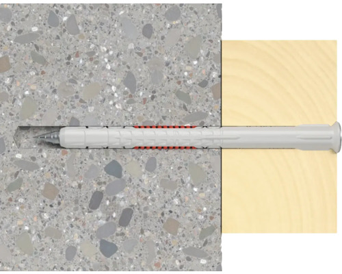 Élément de fixation dans des surfaces en béton et en bois
