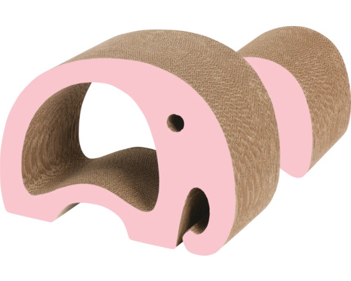 Griffoir Catit Zoo Scratcher, éléphant, 2 en 1, griffoir strié en forme d'animal env. 45 x 22 x 32 cm rose, carton marron