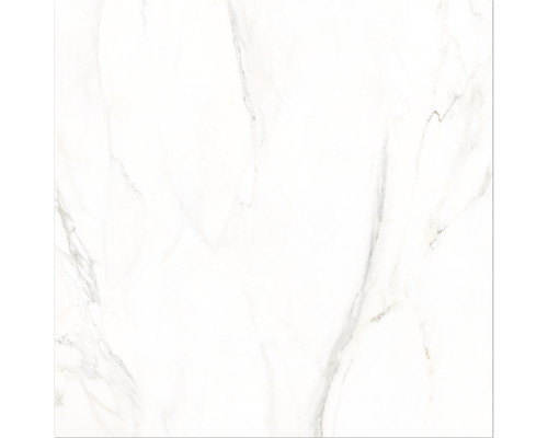 Carrelage sol et mur en grès-cérame fin Premium Calacatta 80 x 80 x 0,9 cm blanc brillant rectifié