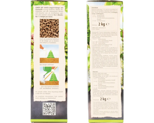 COMPO BIO Engrais longue durée pour arbustes au bois avec laine de mouton, 2 kilogrammes