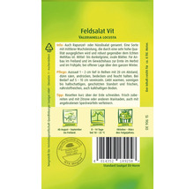 Feldsalat Vit Saatgutpackung mit Informationen zu Aussaat, Keimung und Ernte