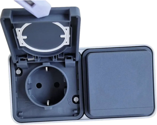 Prise avec couvercle à charnière pour l''extérieur