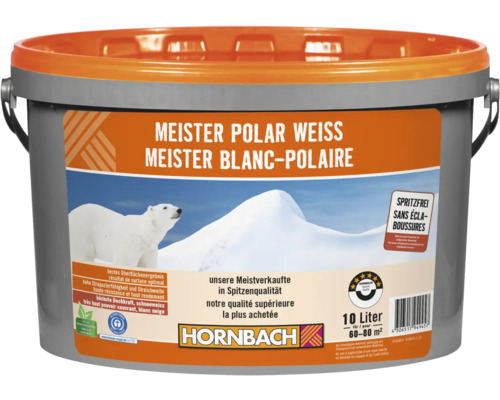 Peinture murale HORNBACH Meister blanc polaire blanc sans éclaboussures sans conservateur 10 l Peinture murale HORNBACH Meister blanc polaire blanc sans éclaboussures sans conservateur 10 l