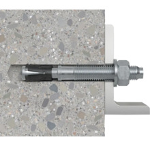 Ancrage de boulon dans le béton avec équerre de fixation et écrou