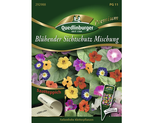 Semences de fleurs occultation fleurie Quedlinburger tapis de graines 20x300 cm Quedlinburger Premium Tapis de graines mélange écran de verdure fleurissant