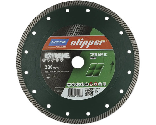 Disque diamanté à tronçonner Norton Clipper Extreme Ceramic béton Ø 230x22,23 mm Norton Clipper Disque diamant Extreme Ceramic Turbo de 230 millimètres de diamètre