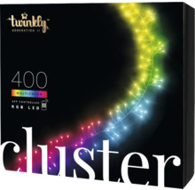 Verpackung einer Twinkly Cluster Lichterkette mit 400 mehrfarbigen RGB LEDs, steuerbar per App