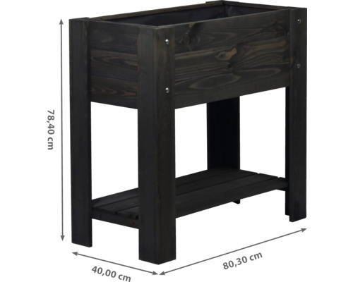 Jardinière sur pieds en bois avec des dimensions de 78,40 cm de hauteur, 40,00 cm de largeur et 80,30 cm de longueur