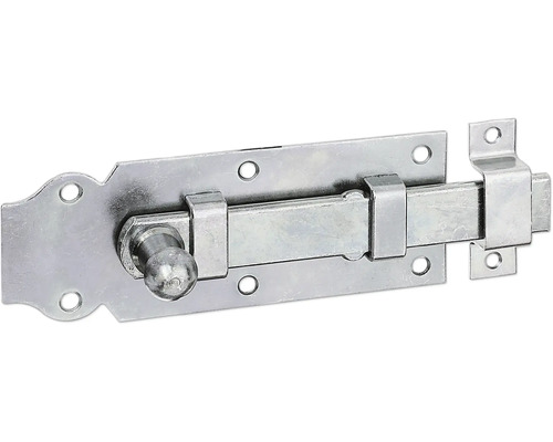 Verrou de porte avec bouton et boucle, 140 x 52 mm galvanisé, passivation couche épaisse
